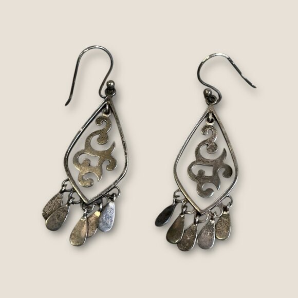 Silpada Sterling Silver Chandelier Dangle Earrings With Filigree Open Scroll Des - Picture 2 of 3